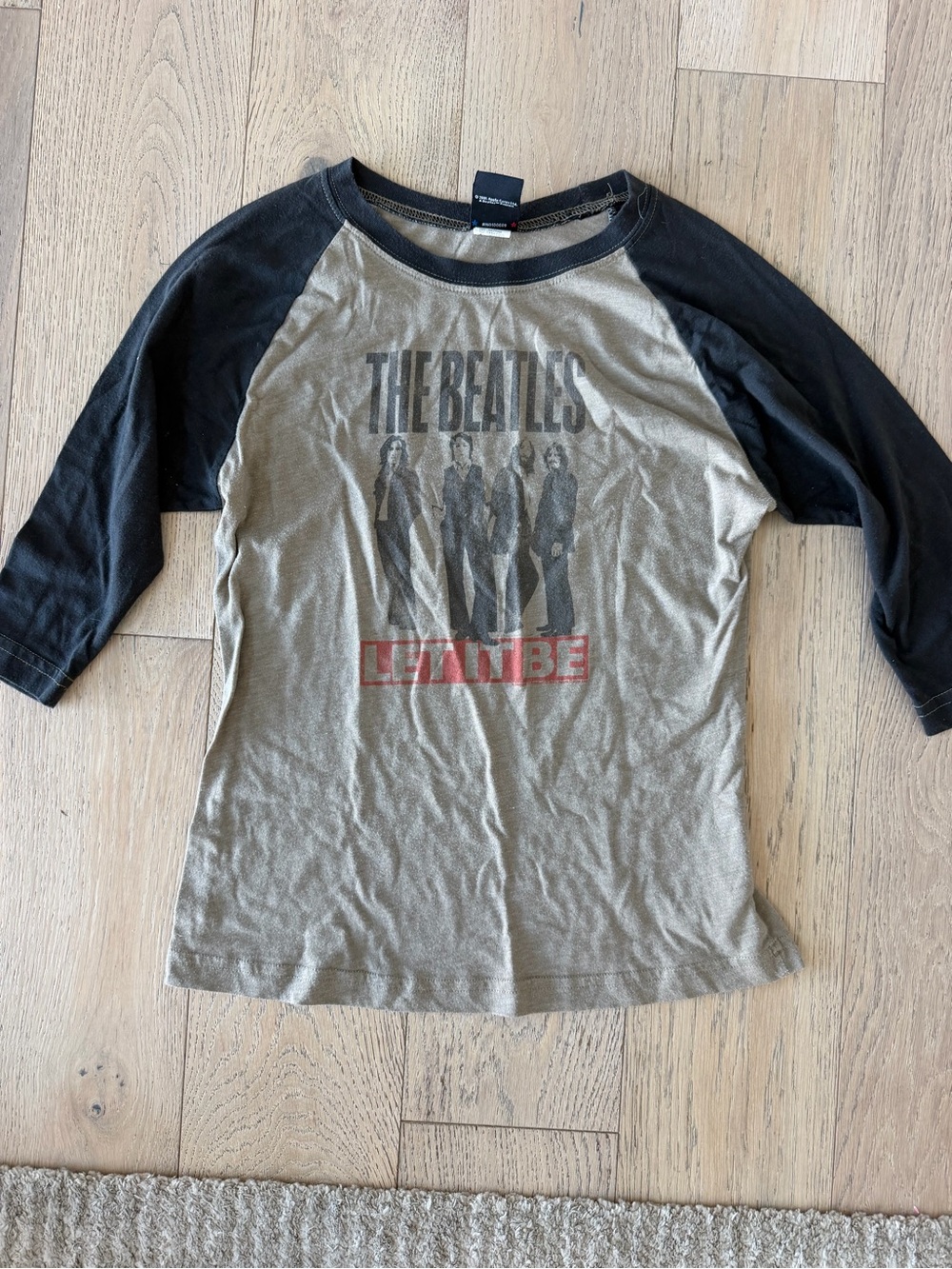Junk Food The Beatles Let It Be Raglan Baseball T-Shirt Gray/Black Size L